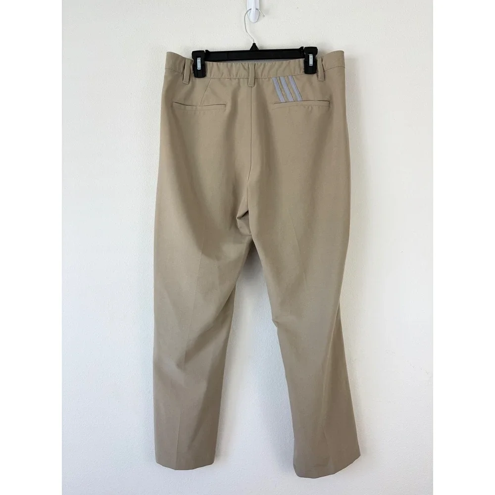Adidas Mens Golf Pants Tan Khaki Flat Front Performance Trousers 34x30